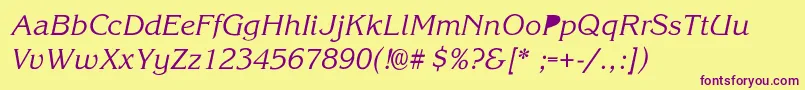 KorinaSemiboldIta Font – Purple Fonts on Yellow Background