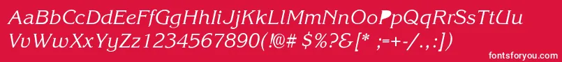 フォントKorinaSemiboldIta – 赤い背景に白い文字