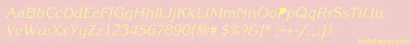KorinaSemiboldIta Font – Yellow Fonts on Pink Background