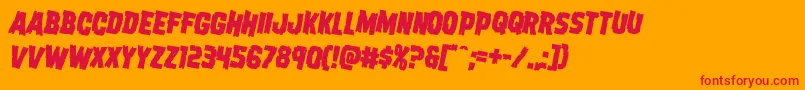 Dreadringerrotate2-Schriftart – Rote Schriften auf orangefarbenem Hintergrund