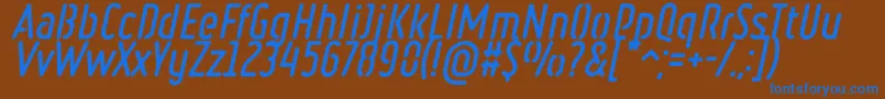 RulerStencilBoldItalic Font – Blue Fonts on Brown Background
