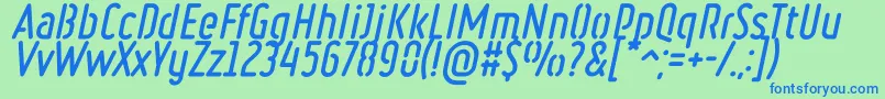 Шрифт RulerStencilBoldItalic – синие шрифты на зелёном фоне