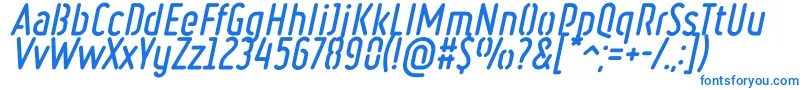 RulerStencilBoldItalic-fontti – siniset fontit valkoisella taustalla