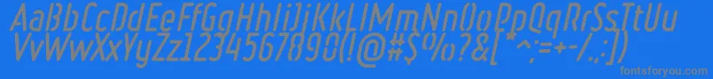 RulerStencilBoldItalic Font – Gray Fonts on Blue Background