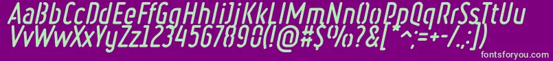 フォントRulerStencilBoldItalic – 紫の背景に緑のフォント