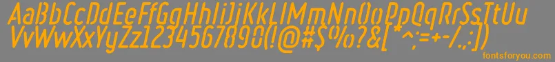 フォントRulerStencilBoldItalic – オレンジの文字は灰色の背景にあります。