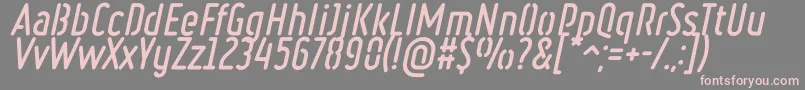 フォントRulerStencilBoldItalic – 灰色の背景にピンクのフォント