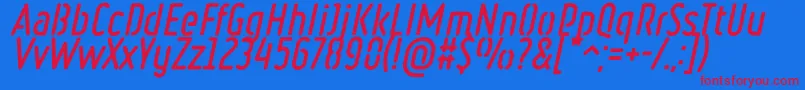 RulerStencilBoldItalic Font – Red Fonts on Blue Background