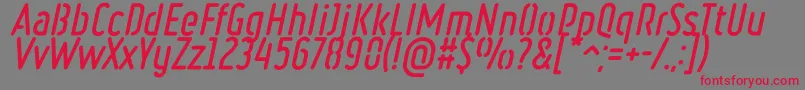 フォントRulerStencilBoldItalic – 赤い文字の灰色の背景