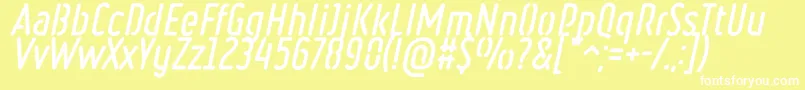 RulerStencilBoldItalic-fontti – valkoiset fontit keltaisella taustalla