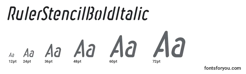 Размеры шрифта RulerStencilBoldItalic