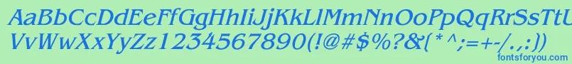 フォントBenguiatItalic – 青い文字は緑の背景です。