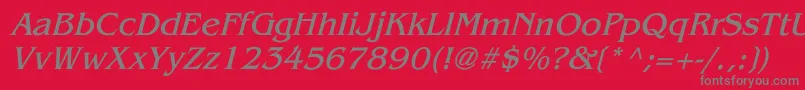 BenguiatItalic-Schriftart – Graue Schriften auf rotem Hintergrund