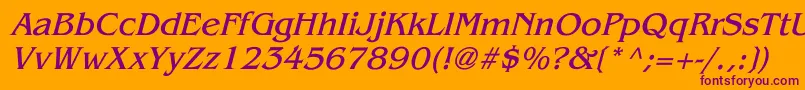 BenguiatItalic-fontti – violetit fontit oranssilla taustalla