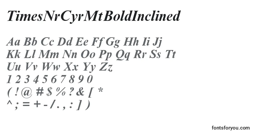 Czcionka TimesNrCyrMtBoldInclined – alfabet, cyfry, specjalne znaki