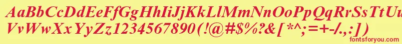 TimesNrCyrMtBoldInclined Font – Red Fonts on Yellow Background