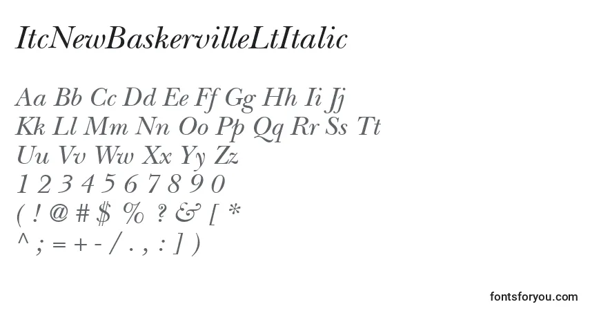 Czcionka ItcNewBaskervilleLtItalic – alfabet, cyfry, specjalne znaki