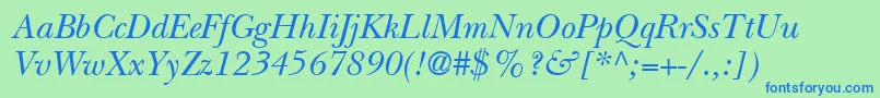ItcNewBaskervilleLtItalic Font – Blue Fonts on Green Background