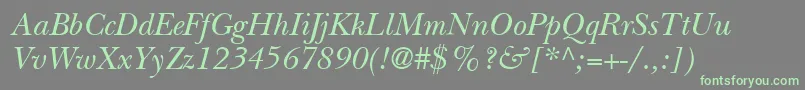 ItcNewBaskervilleLtItalic Font – Green Fonts on Gray Background