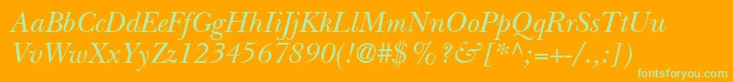 ItcNewBaskervilleLtItalic Font – Green Fonts on Orange Background
