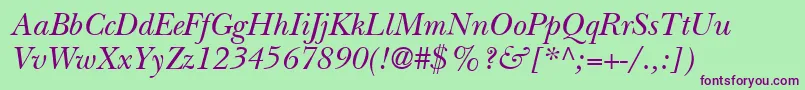 ItcNewBaskervilleLtItalic Font – Purple Fonts on Green Background