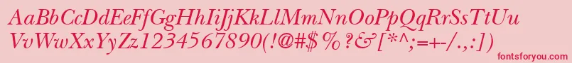 ItcNewBaskervilleLtItalic Font – Red Fonts on Pink Background