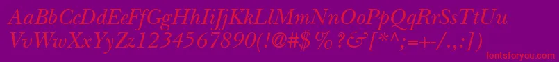 ItcNewBaskervilleLtItalic Font – Red Fonts on Purple Background
