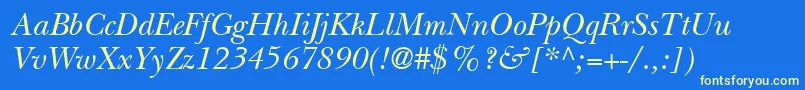 ItcNewBaskervilleLtItalic Font – Yellow Fonts on Blue Background