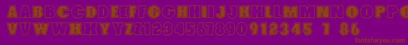 Więcej informacji o czcionce Foxxyoutline Czcionka Foxxyoutline – brązowe czcionki na fioletowym tle
