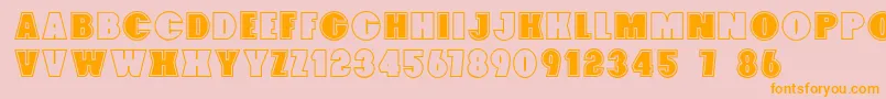 Więcej informacji o czcionce Foxxyoutline Czcionka Foxxyoutline – pomarańczowe czcionki na różowym tle