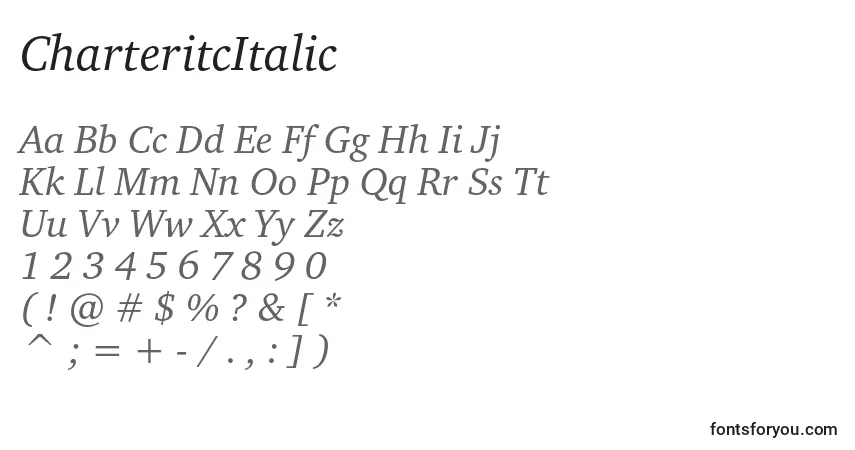Шрифт CharteritcItalic – алфавит, цифры, специальные символы