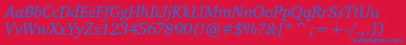 CharteritcItalic Font – Blue Fonts on Red Background