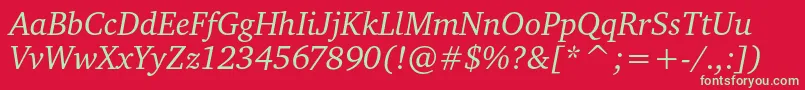CharteritcItalic Font – Green Fonts on Red Background