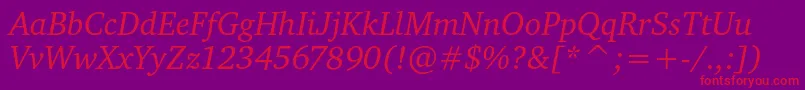 CharteritcItalic Font – Red Fonts on Purple Background