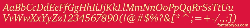 フォントCharteritcItalic – 黄色の文字、赤い背景