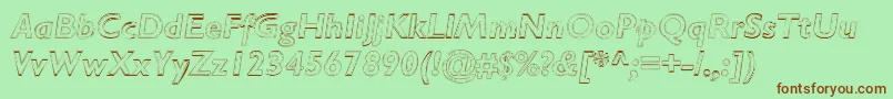 フォントRipplemereThinitalic – 緑の背景に茶色のフォント