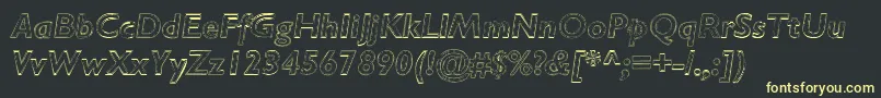 RipplemereThinitalic-fontti – keltaiset fontit mustalla taustalla