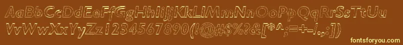 RipplemereThinitalic-fontti – keltaiset fontit ruskealla taustalla