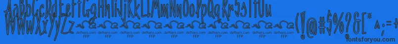 Шрифт PenitenciaInlineFfp – чёрные шрифты на синем фоне