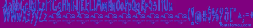 フォントPenitenciaInlineFfp – 紫色の背景に青い文字