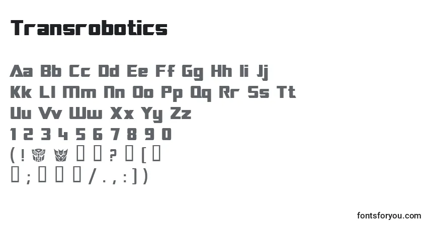 Fuente Transrobotics - alfabeto, números, caracteres especiales