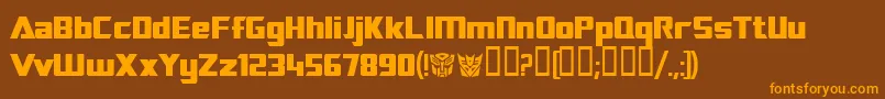 Weitere Informationen zur Transrobotics-Schriftart Transrobotics-Schriftart – Orangefarbene Schriften auf braunem Hintergrund
