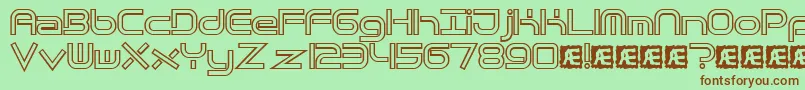 フォントQuantfh – 緑の背景に茶色のフォント