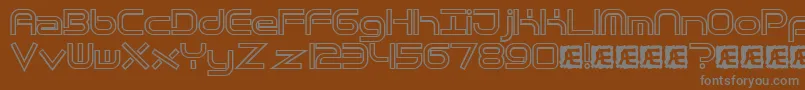 Quantfh-fontti – harmaat kirjasimet ruskealla taustalla