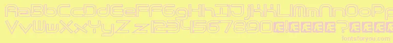 Quantfh-Schriftart – Rosa Schriften auf gelbem Hintergrund
