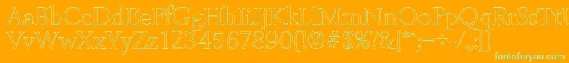 BelfastoutlineLightRegular-fontti – vihreät fontit oranssilla taustalla