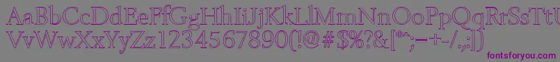 BelfastoutlineLightRegular-Schriftart – Violette Schriften auf grauem Hintergrund