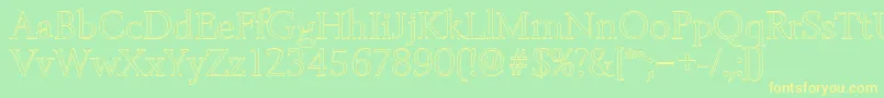 BelfastoutlineLightRegular-Schriftart – Gelbe Schriften auf grünem Hintergrund