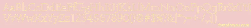 Weitere Informationen zur BelfastoutlineLightRegular-Schriftart BelfastoutlineLightRegular-Schriftart – Gelbe Schriften auf rosa Hintergrund