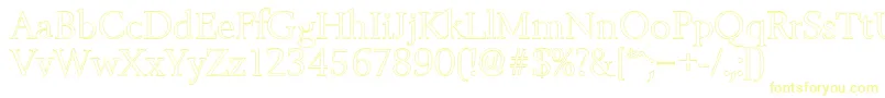 BelfastoutlineLightRegular-Schriftart – Gelbe Schriften auf weißem Hintergrund